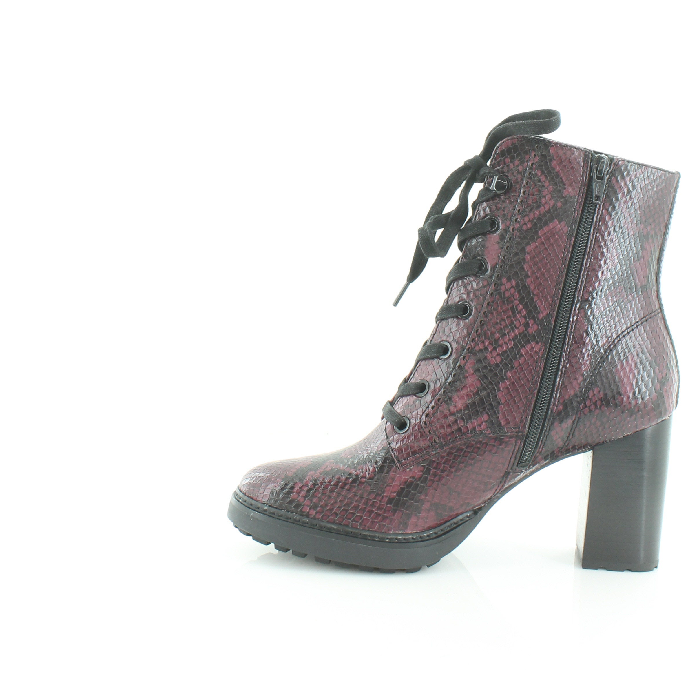 burgundy snake print boots