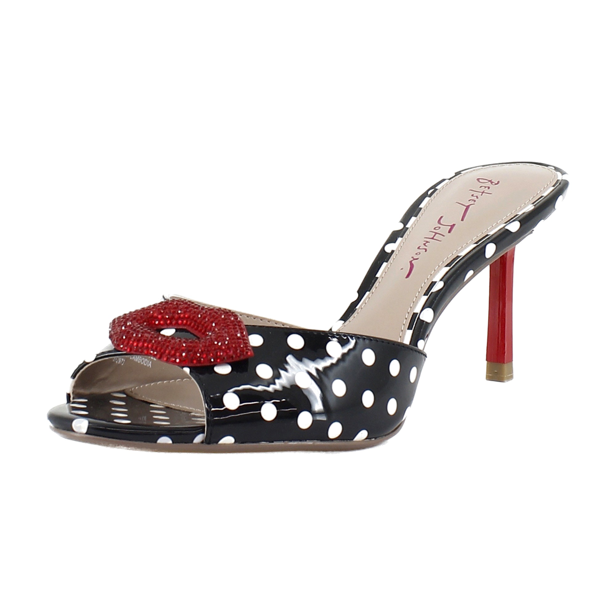 Betsey Johnson Casidy Womens Heels White Black Polka Dot